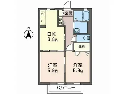 ヴィラージュ・S(2DK/2階)の間取り写真