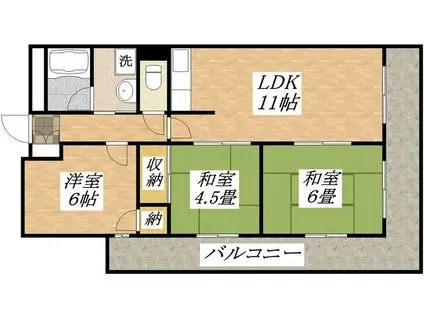 メゾン平野パートI(3LDK/11階)の間取り写真