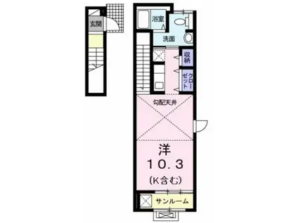 ミレ フェイル(ワンルーム/2階)の間取り写真