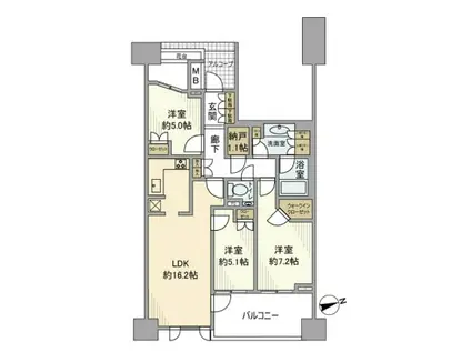 THE目黒桜レジデンス(3LDK/5階)の間取り写真