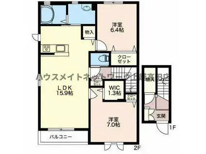 MAST TOWN 下門前(2LDK/2階)の間取り写真