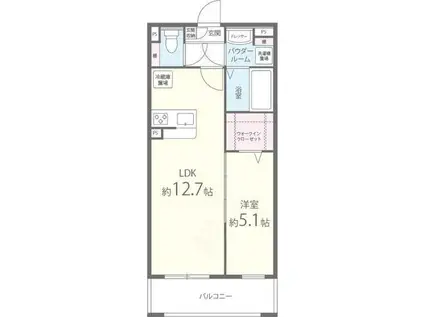 エクレシオ正木(1LDK/2階)の間取り写真