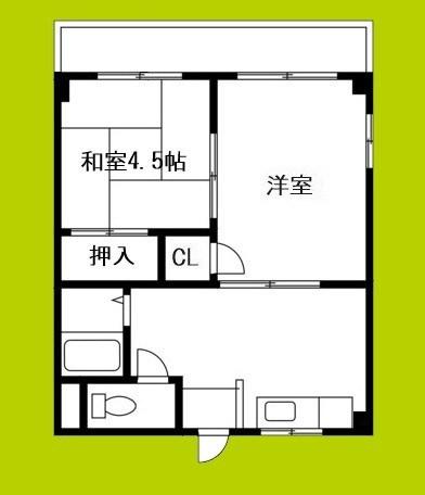 永和ハイツ(2DK/4階)の間取り写真