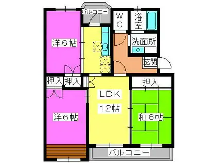 サンライフ的場(3LDK/4階)の間取り写真