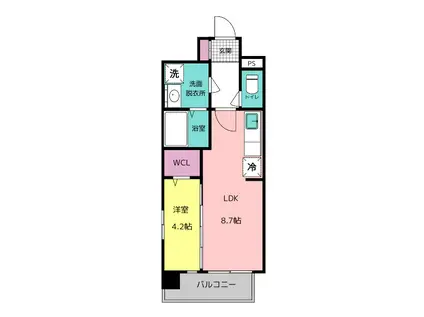 モダンパラッツォ天神北II(1LDK/10階)の間取り写真