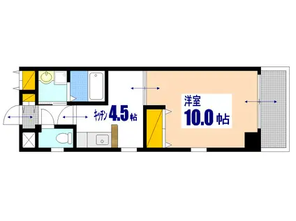 フェリーチェアリマ(1DK/3階)の間取り写真