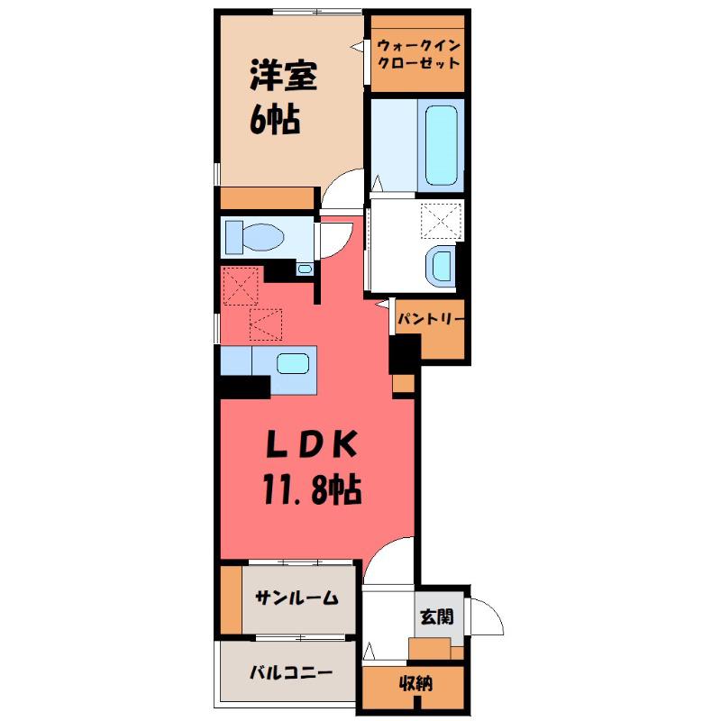 ラ ペ フランI(1LDK/1階)の間取り写真