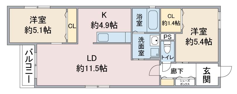 CELENEST高岳(2LDK/3階)の間取り写真