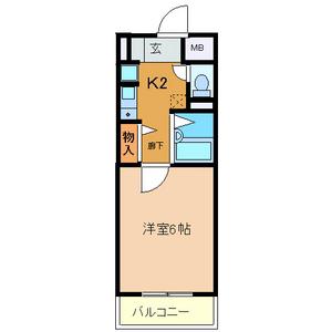 M・サンライズ(1K/4階)の間取り写真