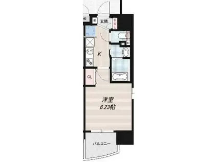 LUXE布施南II(1K/4階)の間取り写真