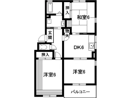クレール歌里(3DK/2階)の間取り写真