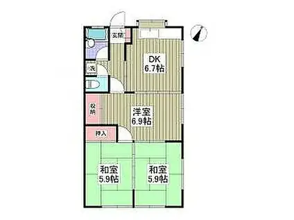 GRACE宮野木(3DK/1階)の間取り写真