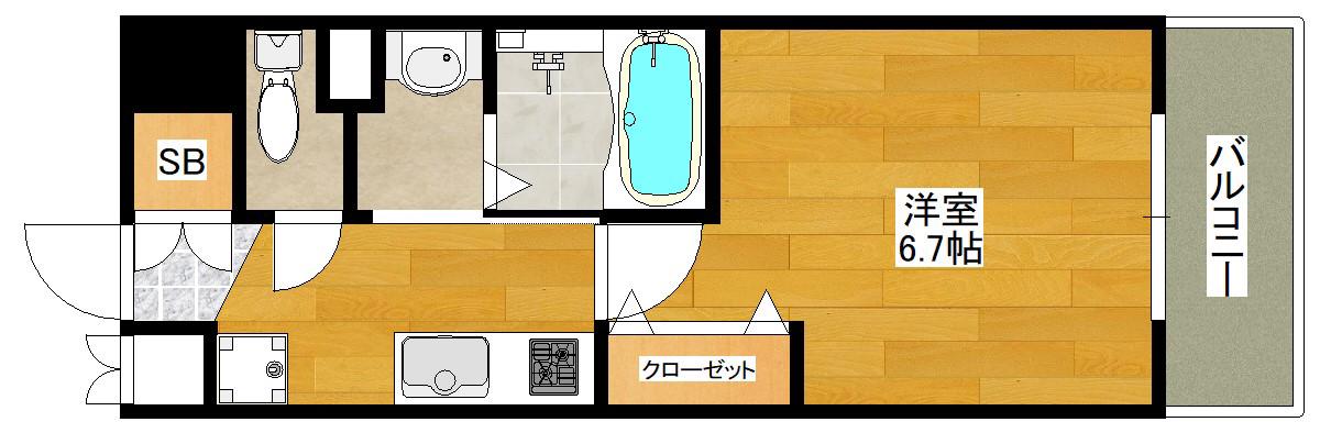 LUXE三国駅前(1K/6階)の間取り写真