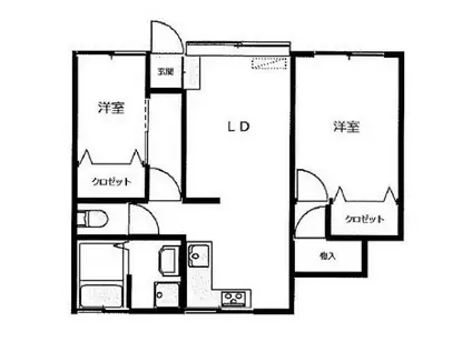 本牧町1-279アパート(2LDK/1階)の間取り写真