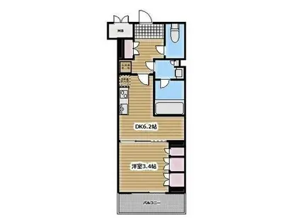 クレストコート池上六丁目(1DK/4階)の間取り写真