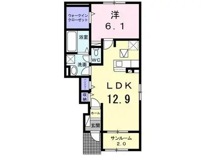 シェ モワ ココ(1LDK/1階)の間取り写真