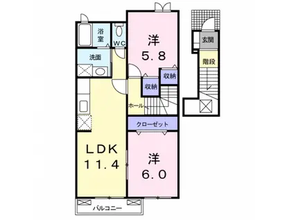 エミネンス トシモー(2LDK/2階)の間取り写真