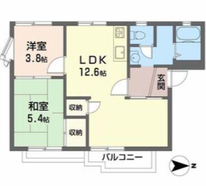 タウニィ津市場(2LDK/1階)の間取り写真