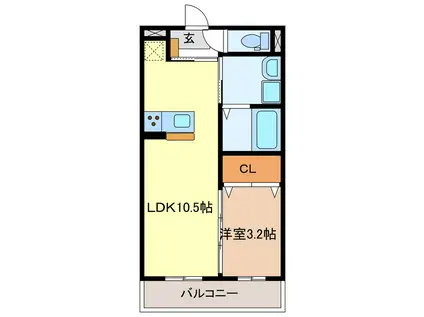 久居野村町マンション(1LDK/1階)の間取り写真