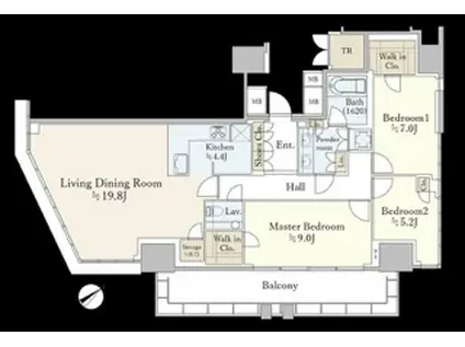 プラウドタワー渋谷 18階(3LDK/18階)の間取り写真