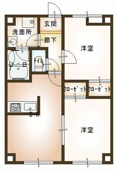パルティールII番館(2DK/1階)の間取り写真