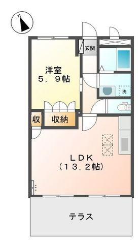 アベニール細江(1LDK/1階)の間取り写真