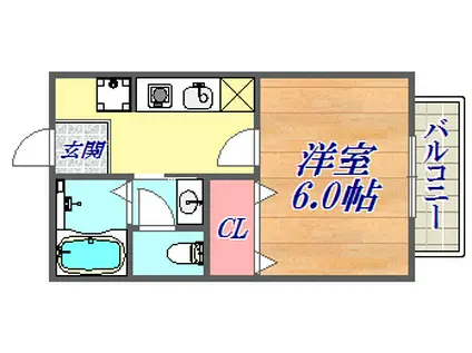 ウインディア中山手 B楝(1K/1階)の間取り写真
