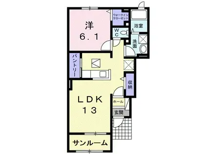 グレースヒルズII(1LDK/1階)の間取り写真