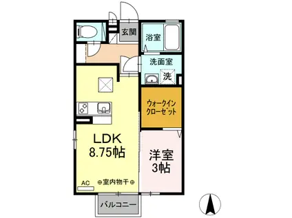 コスモスふじA(1LDK/1階)の間取り写真