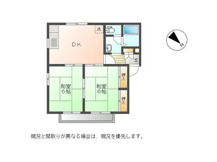 アクアヒル青山(2DK/2階)の間取り写真