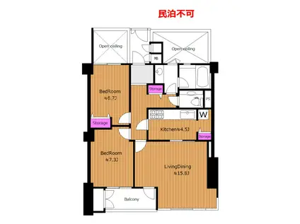 最上階 トランクルーム設備 PALACIO BELA VISTA HT(2LDK/3階)の間取り写真