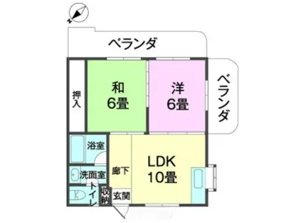 ベイサイド海邦(2LDK/3階)の間取り写真