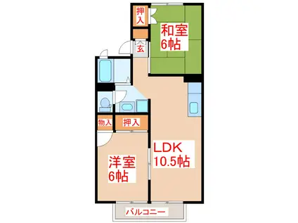 セジュール和田名(2LDK/2階)の間取り写真