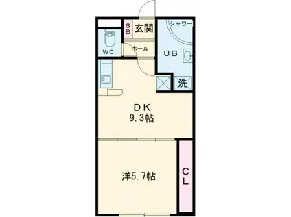 カーザ・北勢(1LDK/2階)の間取り写真