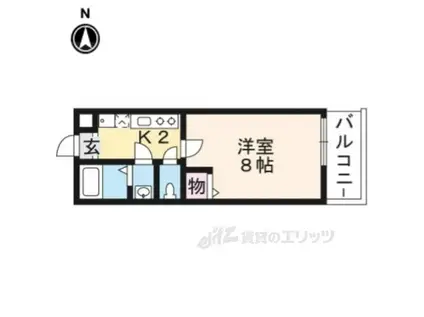 フラッティ丸太町御前(1K/3階)の間取り写真