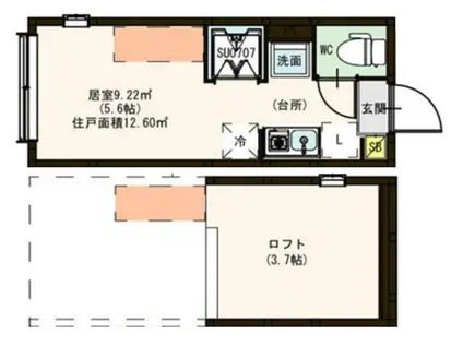 LUCIOLE(ワンルーム/2階)の間取り写真