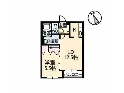 シャーメゾンアヴニール2番館(1LDK/2階)の間取り写真