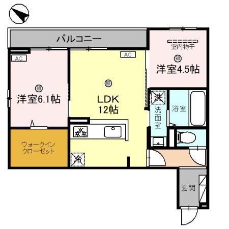 グランヴェールVI(2LDK/3階)の間取り写真