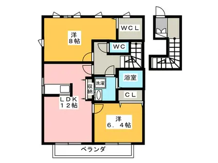 CERISIER(2LDK/2階)の間取り写真