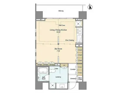 Mトリアン(1LDK/2階)の間取り写真