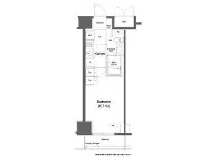 プラウドフラット白金高輪(1K/5階)の間取り写真