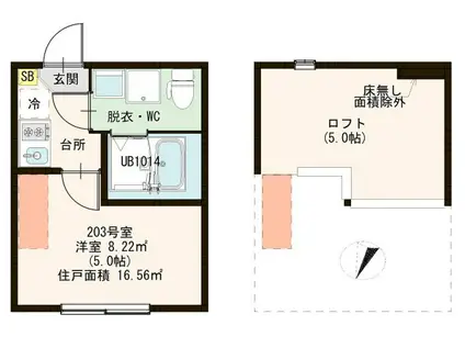 テラス西瑞江(1K/2階)の間取り写真