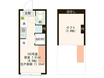 EMINENCE I(ワンルーム/2階)の間取り写真