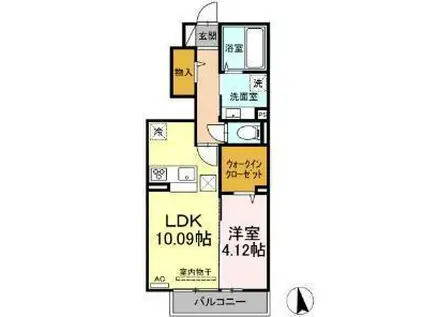 ガーデンリーフ平和台(1LDK/1階)の間取り写真