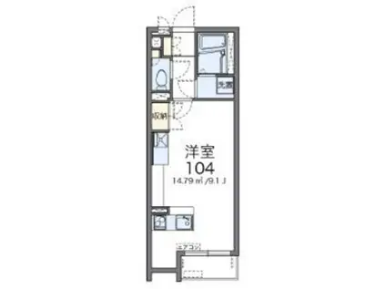 ミランダベルステージ(ワンルーム/1階)の間取り写真