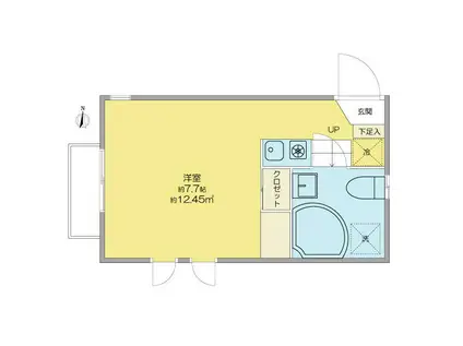 リンデンバウムJ6 B棟(ワンルーム/1階)の間取り写真