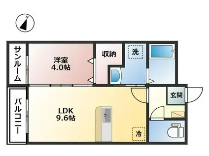 ジオグランイーストII(1LDK/1階)の間取り写真