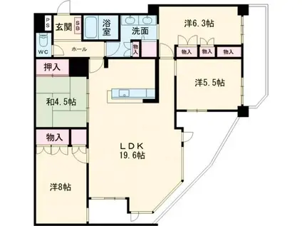 サーパス兵庫南(4LDK/4階)の間取り写真