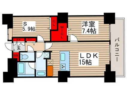 ロイヤルパークスタワー南千住(1SLDK/18階)の間取り写真
