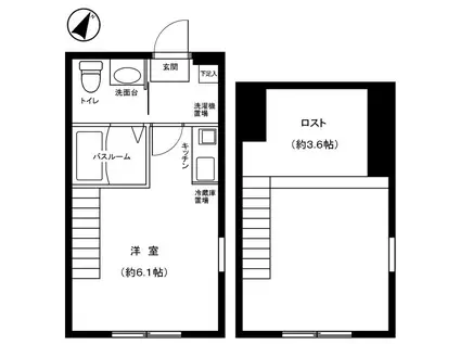 ラ・シレーヌ(1K/1階)の間取り写真